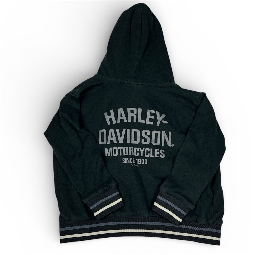 Harley‎ Davidson Good Used Condition Kid's Graphic Hoodie Black Cotton Size 4-5